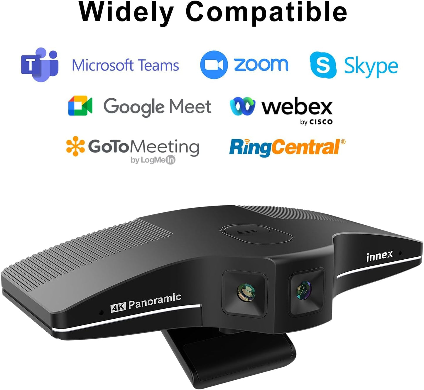 Innex C831 180° Panoramic 4K Wide Angle Webcam with Microphone, AI Facial Tracking for Windows, Mac, Easy Setup Conference Room Camera with Flexible View Angle for Meeting Room, Huddle Space