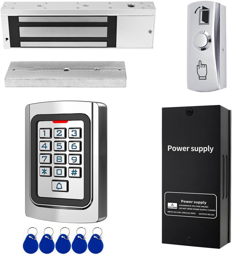 Door Access Control System 1200lb Electric Magnetic Door Lock Kit Waterproof Keypad ID Card Smartphone Tuya App Remote Control