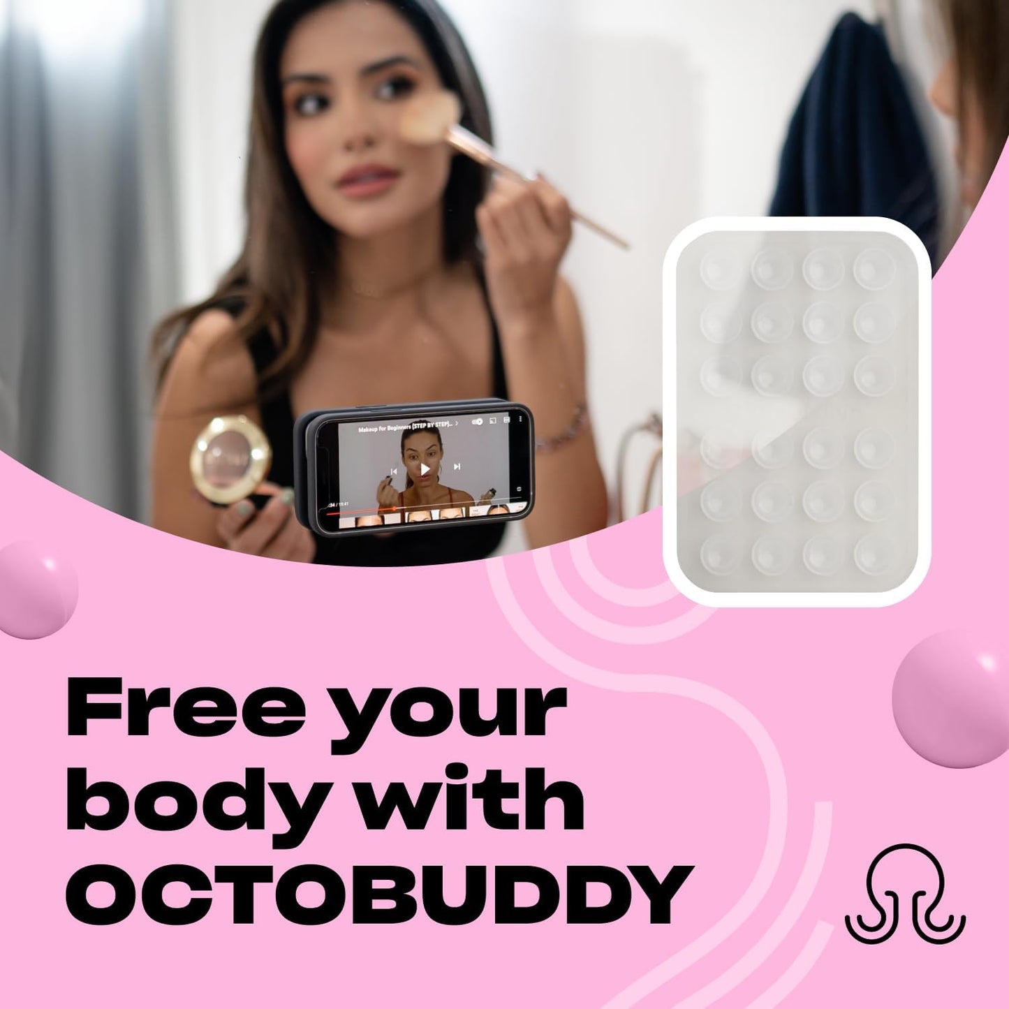 Classic MAX - Silicone Suction Phone Case Adhesive Mount - Hands-Free, Strong Grip Holder for Selfies and Videos - iPhone and Android Compatible - 2.6″ x 3.9″, Transparent