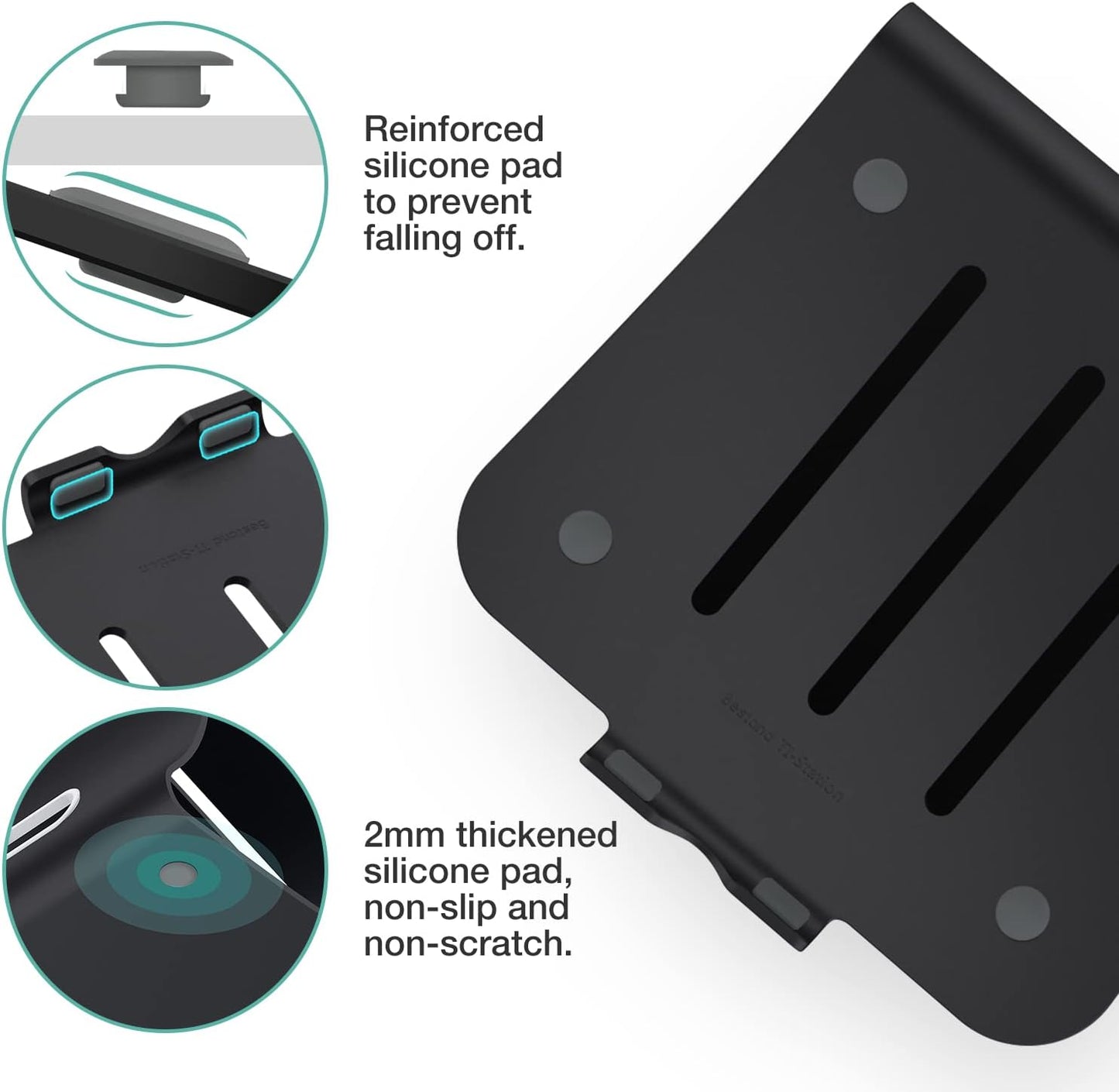 Laptop Stand, Aluminum Notebook Holder Riser Heat-Vent for MacBook Air/Pro, Dell, HP, Lenovo, Microsoft Surface, Samsung 11-16 inches Notebook (Black)