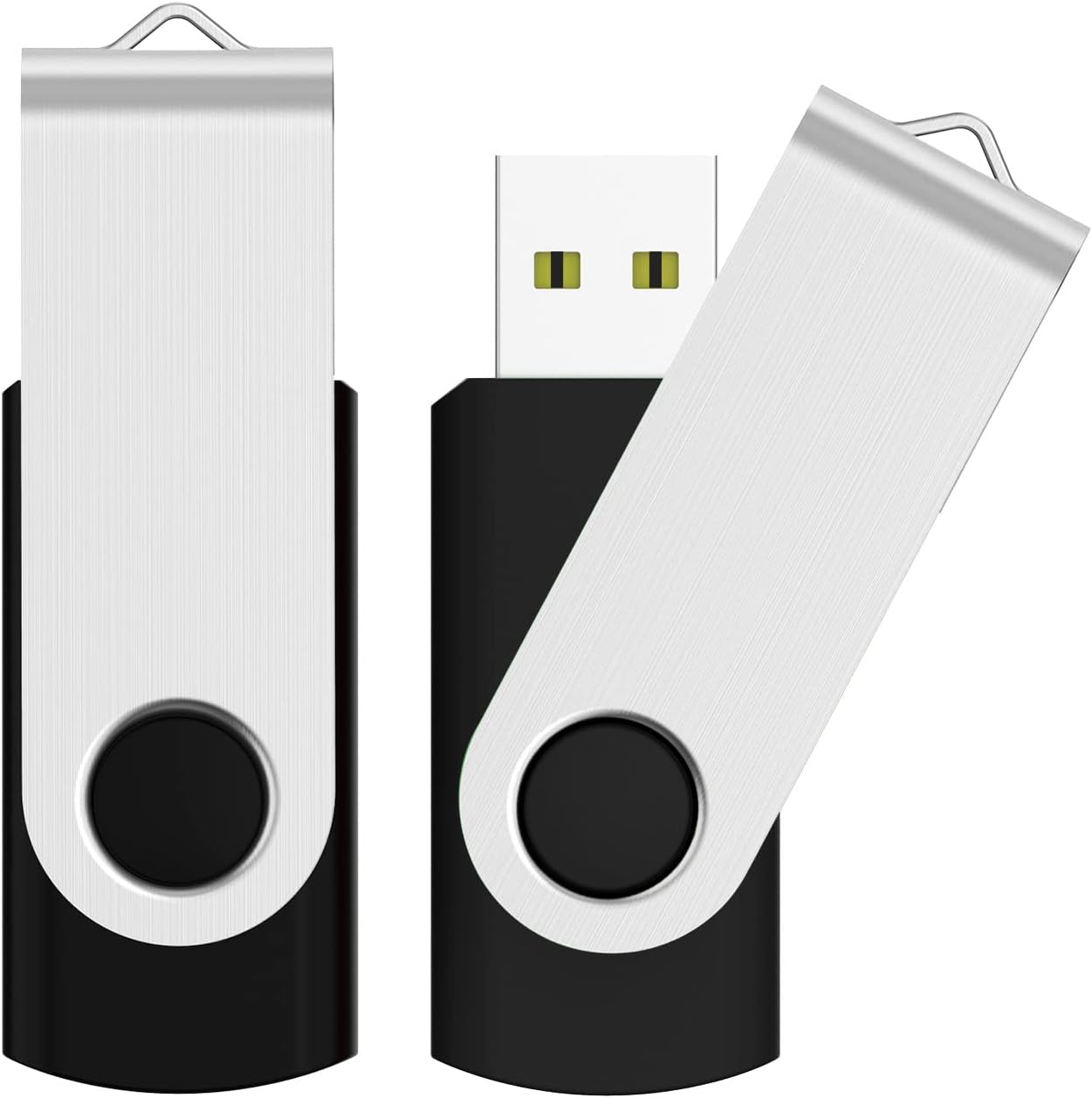 JUANWE 128GB Flash Drive 2 PCS, 2.0 Thumb Drive USB Drives Pendrive for File Storage Data Transfer, High Capacity Zip Drive Portable USB Storage Flashdrives 360° Swivel Cap, Jump Drive 128G×2 Black