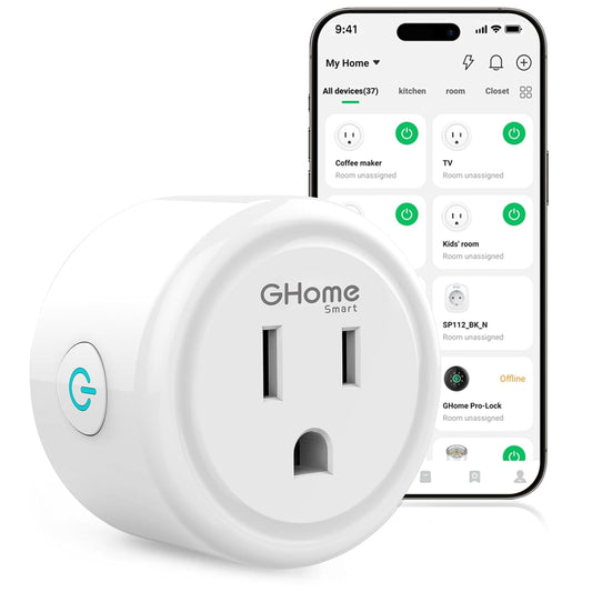 GHome Smart Plug, WiFi Smart Plugs Work with Alexa and Google Home, Smart Outlet Timer with APP Remote Control, 2.4GHz Wi-Fi Only, No Hub Required, ETL FCC Listed, White