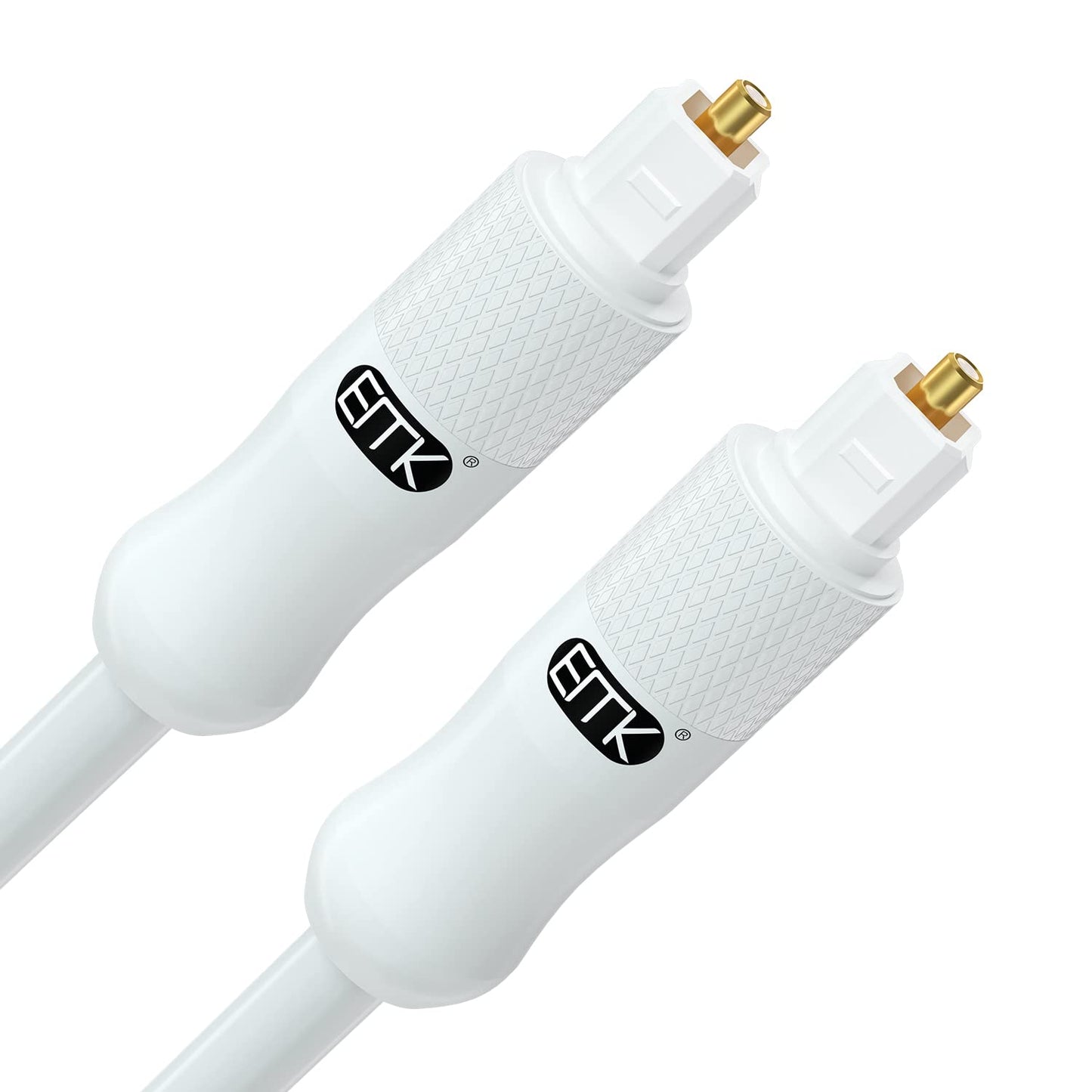 EMK White Optical Audio Cable [8ft/2.4M] - Digital SPDIF Toslink Fiber Optic Cable for Sound Bar, TV, Home Theater, Blu-ray Player - White, High-Speed, Low-Loss, Gold-Plated Connectors
