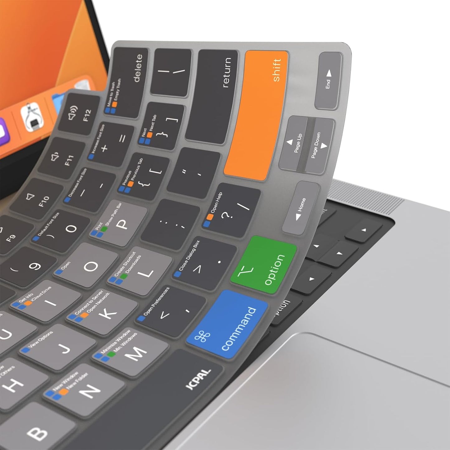 JCPal MacOS Shortcut Guide Keyboard Cover for Apple MacBook Pro 14 inch and MacBook Pro 16 inch (M1-M4 Models) and MacBook Air 13 inch and MacBook Air 15 inch (M2-M4 Models) (US-Layout)