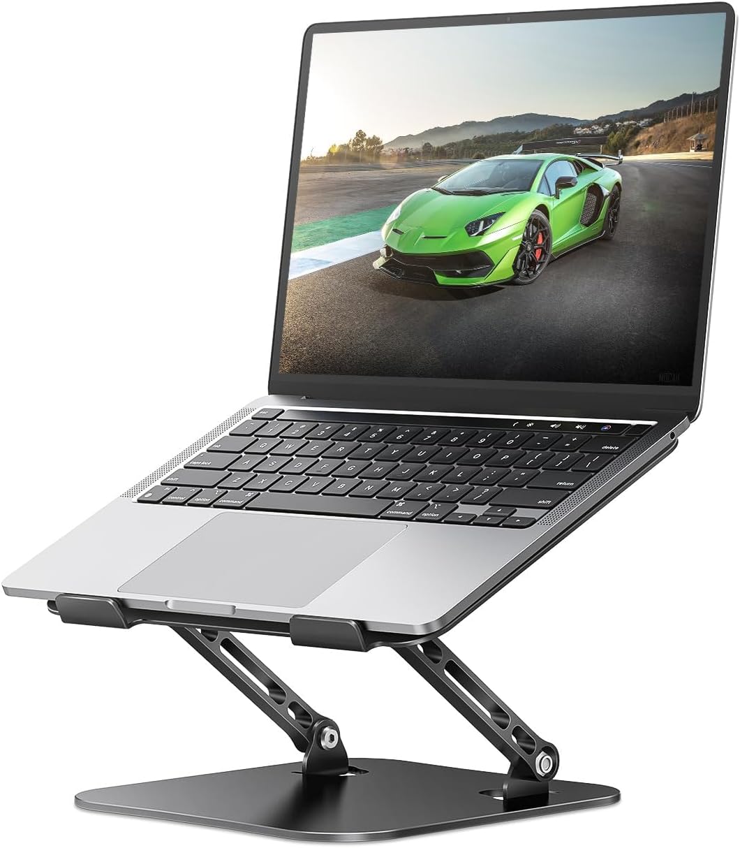 Adjustable Laptop Stand for Desk, Aluminum Portable Laptop Stand, Lightweight 500g, Foldable Ergonomic Computer Notebook Stand Holder for 11-16" MacBook Air Pro, Dell XPS,HP Computer Notebook, Black