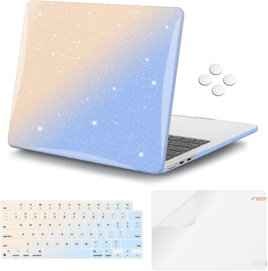 iCasso for MacBook Air 13 inch Case 2025 2024-2022 Release M4 A3240 M3 A3113 A2681 M2 with Liquid Retina Display, Hard Plastic Shell for Mac Air 13.6, Keyboard Cover&Screen Protector, Glitter Gradient