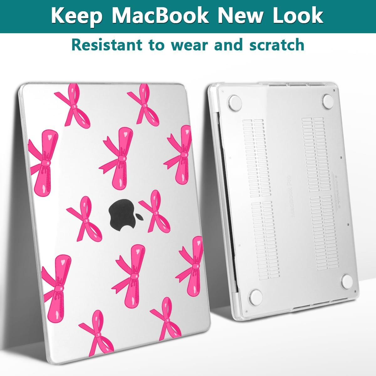 Teryeefi Case for MacBook Pro 14 inch 2024 2023 2021 M4 A3112 A3401 A3185 M3 A2918 A2992 M2 A2779 M1 A2442, Hard Shell Cover + Keyboard Cover for 14 inch MacBook Pro, Bows-A