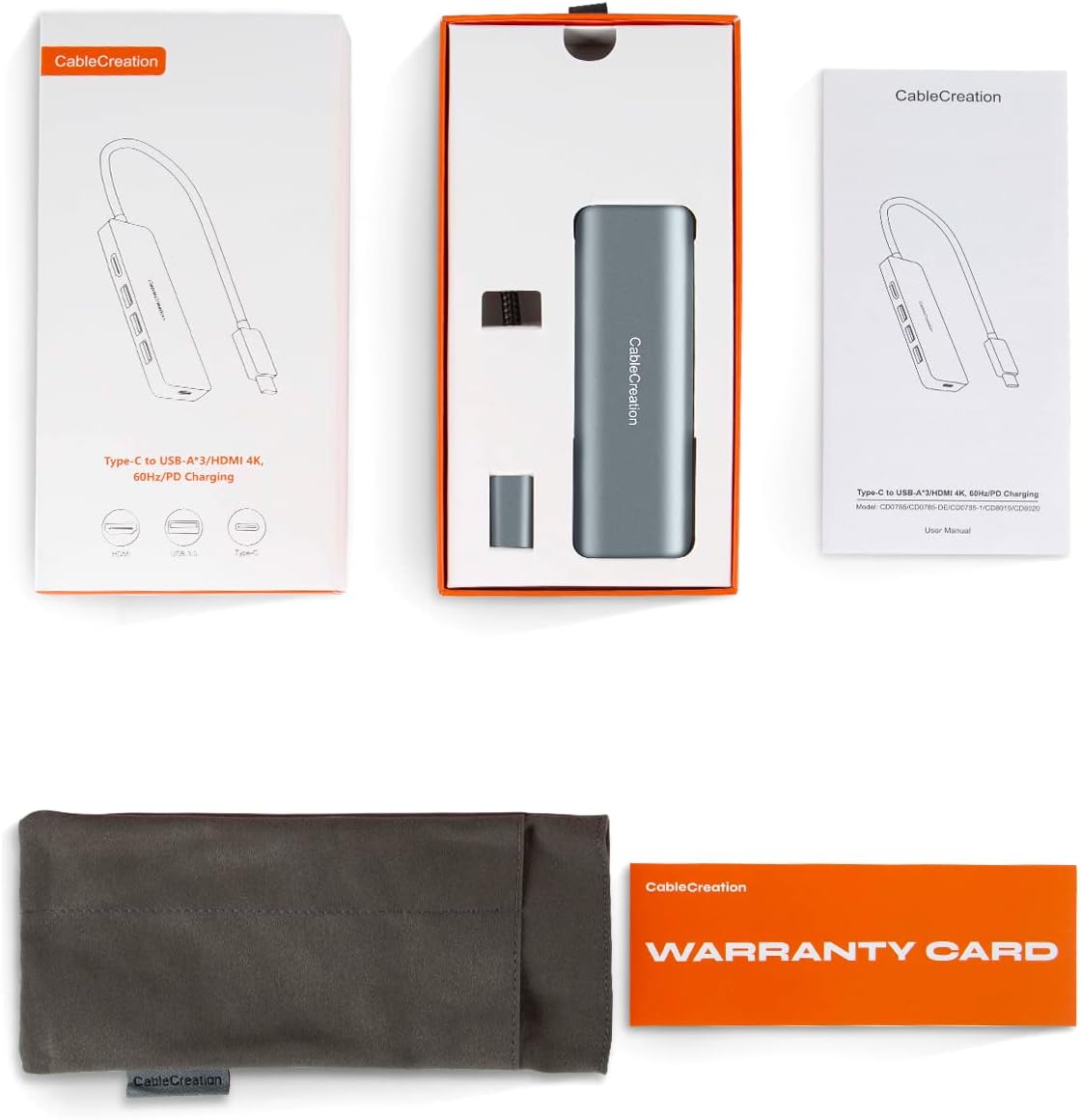 CableCreation 8K HDMI USB C Hub for MacBook Pro, 5-in-1 USB C Multiport Adapter with 100W PD, 3 USB 3.0 Ports, 8K 30Hz/4K 120Hz HDMI, Compatible with Steam Deck, Surface Pro, XPS and More - Space Grey