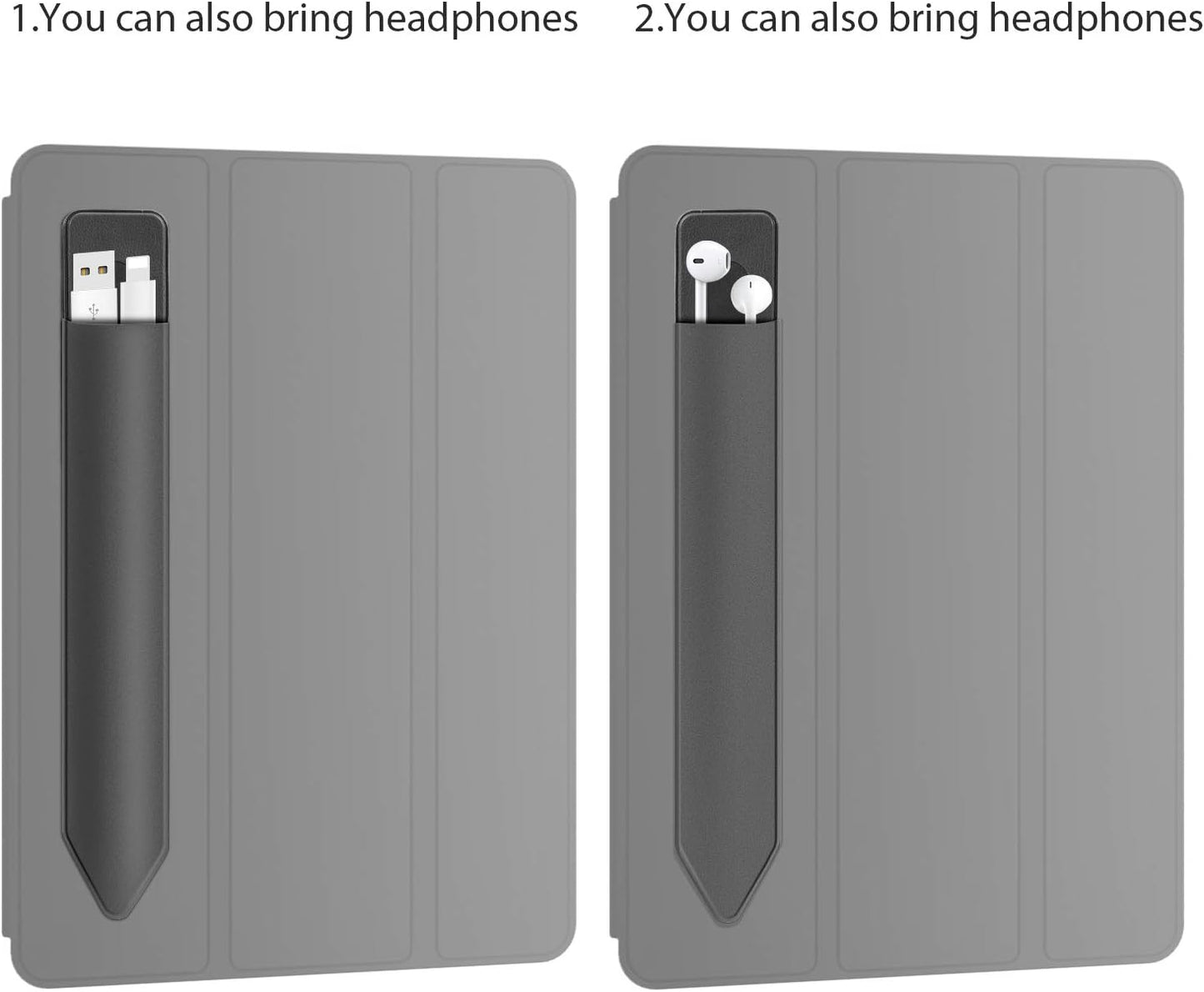 Doormoon Pencil Holder for iPad 2020/ Air/ 9.7 / Pro 10.5/12.9, Detachable Elastic Apple Pencil 5th Gen Leather Sleeve Pocket Pouch, Grey