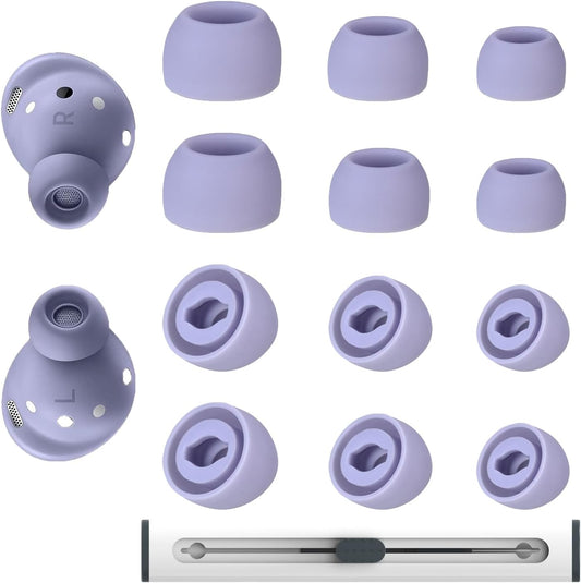6 Pairs Replacement Eartips for Samsung Galaxy Buds Pro Headphones, Silicone Tips Earbuds Eartips Set, L/M/S Earplug Replacement Accessories (Purple, with Pen)