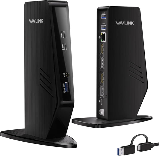 WAVLINK USB C Docking Station Dual Monitor, Dual 5K/4K@60Hz Displaylink Docking Station for M1/M2/M3/M4 Mac or Windows, 13-in-1 Laptop Dock with 2X HDMI, 2X DP, 130WPD, Gigabit Ethernet, 5X USB, Audio