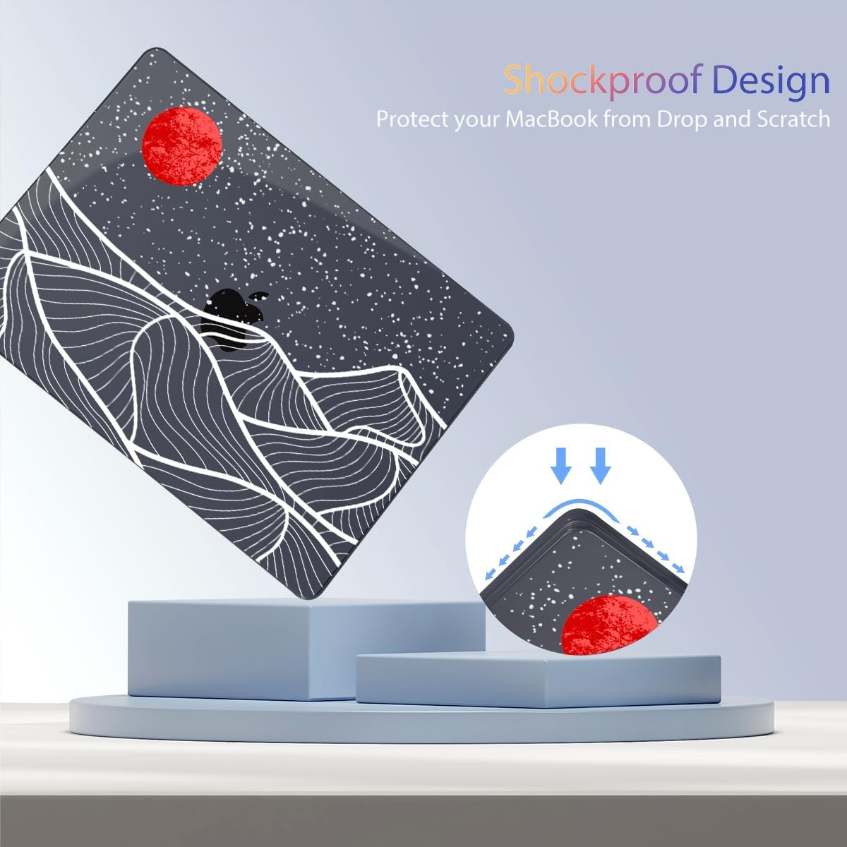 Teryeefi for M3 M2 M4 MacBook Air 13 inch Case 2025 2024 2023 2022 Release A3240 A3113 A2681 Model,Hard Shell Case for MacBook Air 13.6 inch + Keyboard Cover + Type C Adapter, Abstract Mountain-100