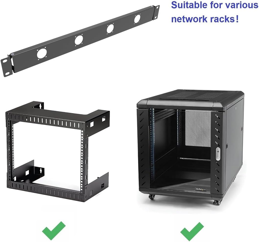 1U Hinged 4D Rack Panel 4 D-Series XLR HDMI Audio Rack Mount Panel for 19 inches Rack Mount (4D)