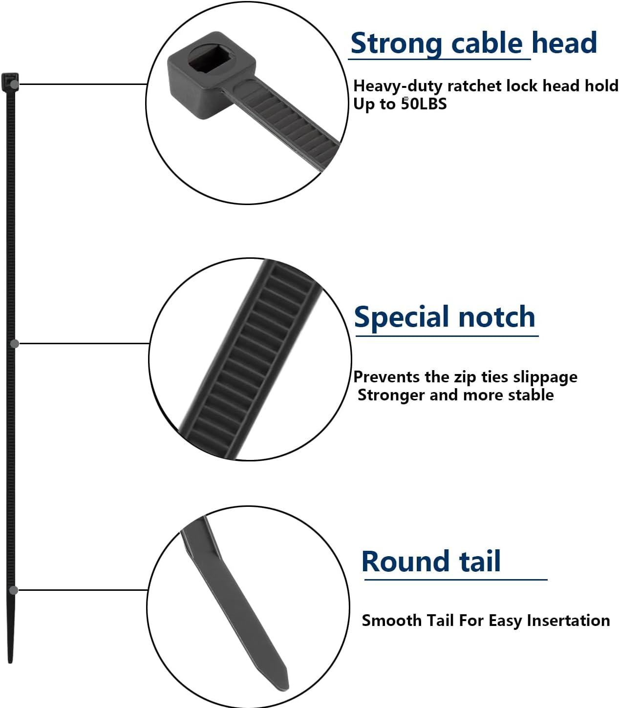 800 PCS Black Zip Ties Assorted Sizes 8+12+14+18 Inch Self-locking Nylon Cable ties Heavy Duty Outdoor, UV Resistant Wire Straps for Home Office Garden Workshop Indoor Outdoor Fence