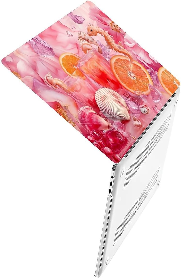 Compatible with MacBook Air 13.3 13.6 Inch Case 2022 2021 2020 2019 Plastic Hard Shell Case Cover,13.6 Air (A2681) M2 2022, Pink Floral with Sea Shells