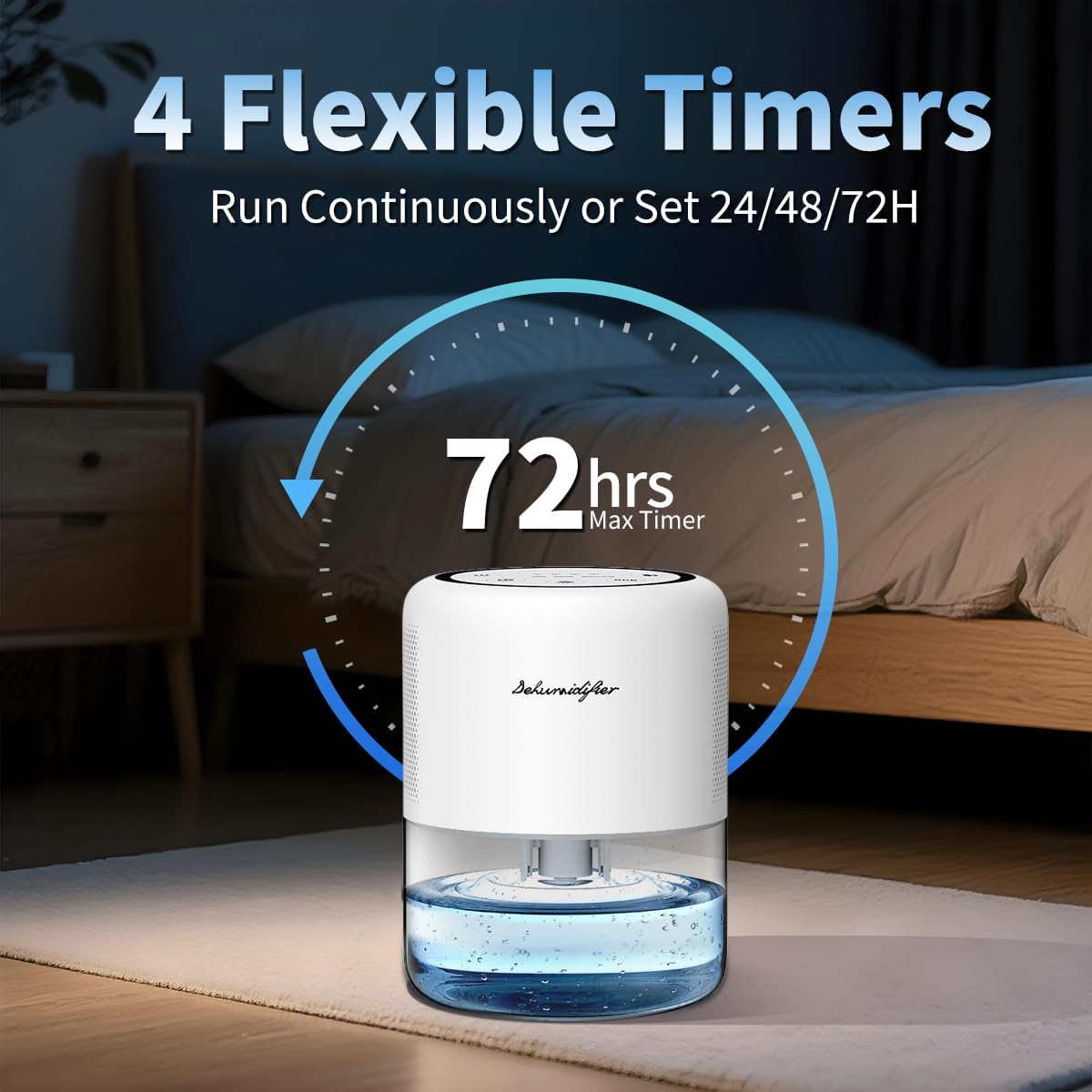 44oz(1.3L) Small Dehumidifier for Home, Auto-Off Quiet Portable Dehumidifier with 3 Modes, 10 Color Lights, 4 Timer Settings for Bedroom Bathroom Closet (215 sq.ft)