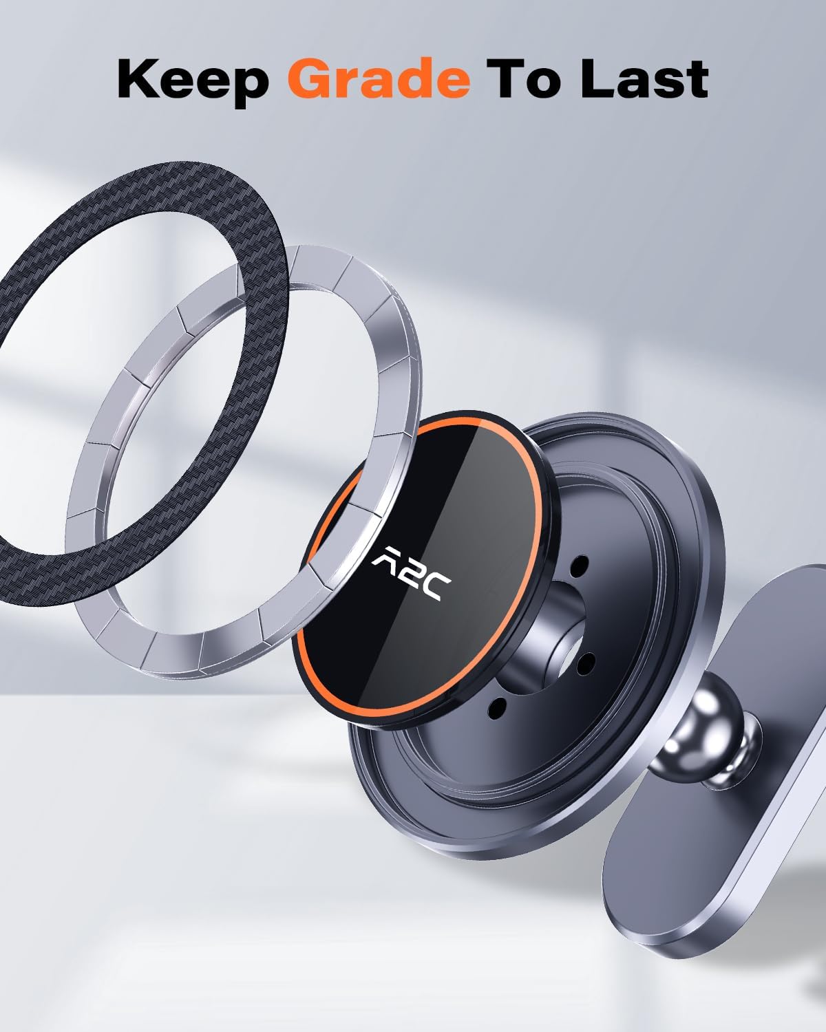 A2C Alloy Magnetic Golf Cart Phone Holder Compatible with MagSafe iPhone 16 Pro Max Plus 15 14 13 12 Mini Fits EZGO, Club Car, Yamaha, Icon, Golf Cart Accessories Essentials Gift for Friend Men Women