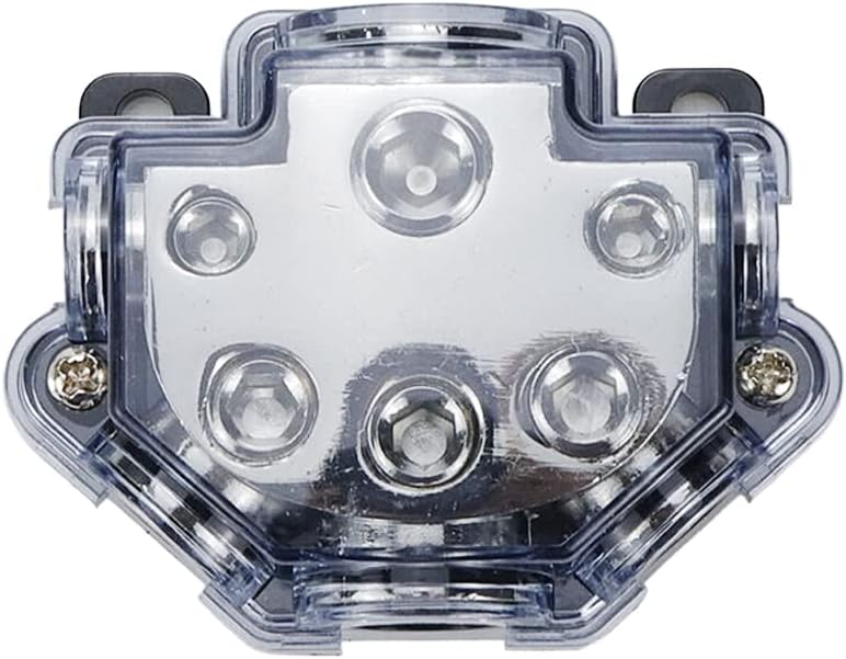 2pc Power Distribution Block Car Audio 1 in 5 Ways Out Car Audio Distributions Block 0 Gauge Input 2/4/8 Gauge Out Ground Cable Splitter Distribution Blocks for Automotive