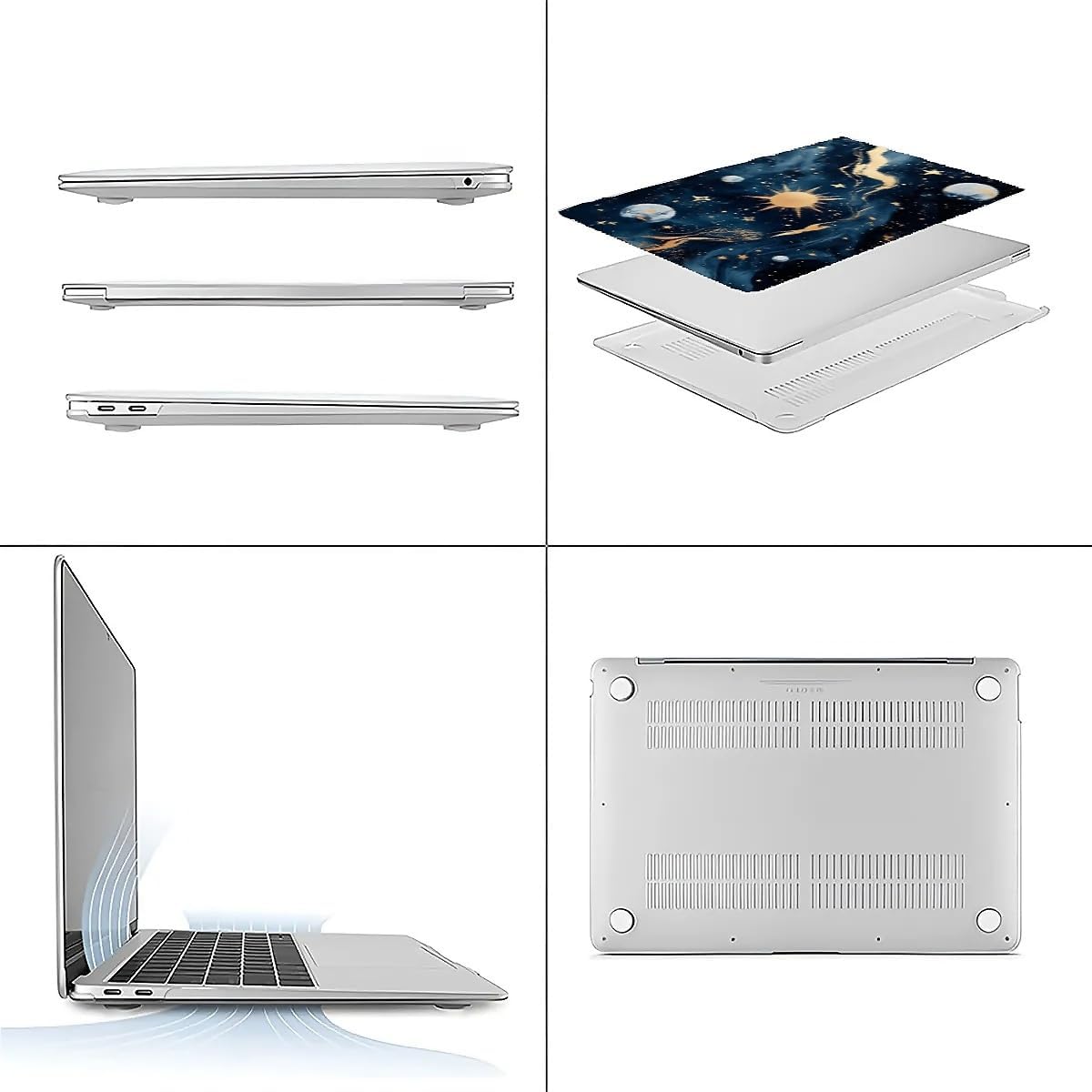 Compatible with MacBook Air 13.3 13.6 Inch Case 2022 2021 2020 2019 Plastic Hard Shell Case Cover,13.3 Pro(A1706/A1708/A1989/A2159/A2289/A2338), Moon and Sun
