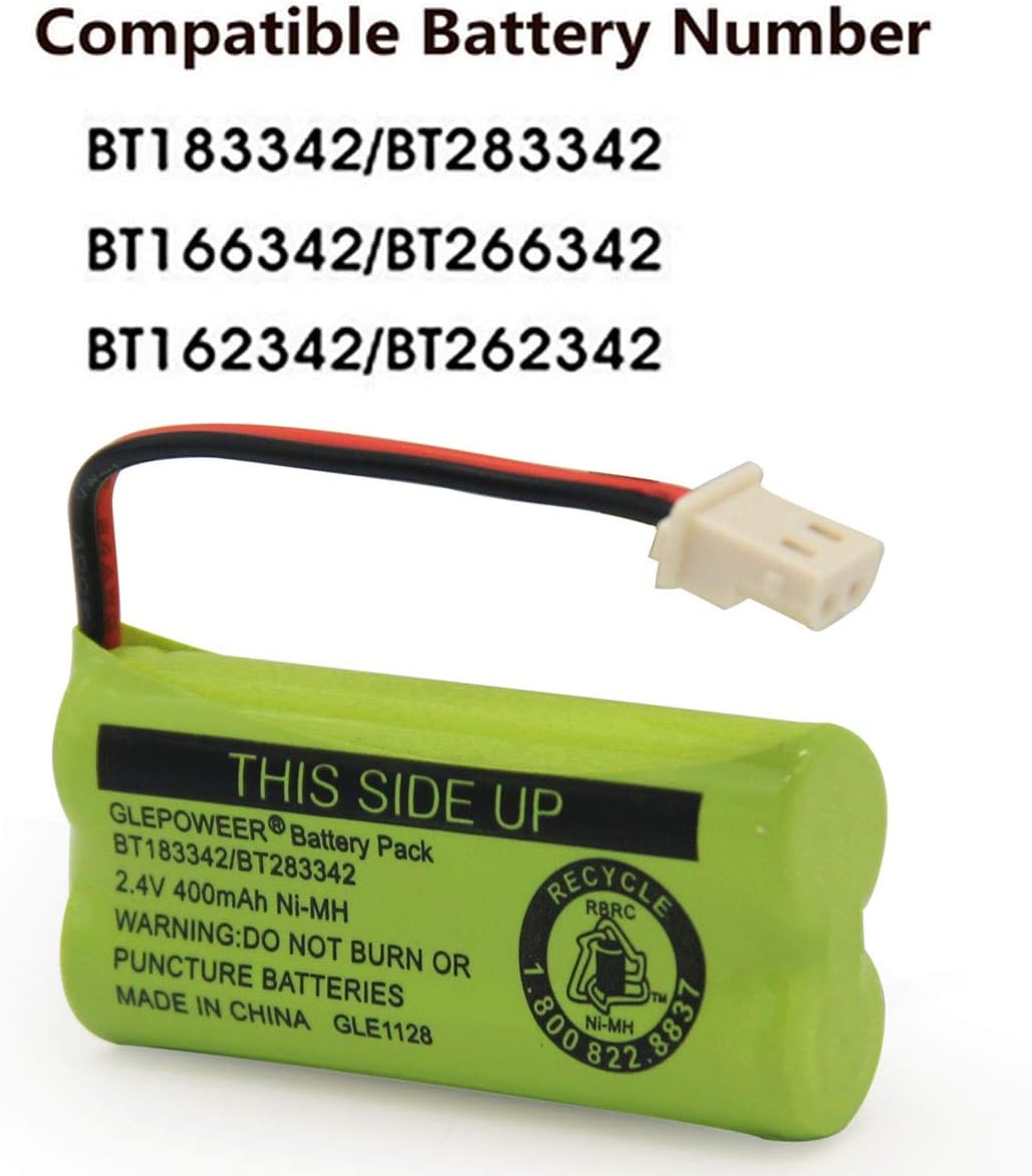 BT183342/BT283342 2.4V 400mAh Ni-MH Battery Pack, Also Compatible with Cordless Phone Batteries BT166342/BT266342 BT162342/BT262342 CS6709 CS6609 CS6509 CS6409 EL52100 EL50003(2 Pack)