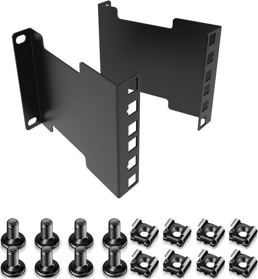 Jingchengmei 2U Server Rack Depth Extender - 4-Inch Deep -Recessed Rack Mount Adapter Kit for Network Rack (2UEXB)…