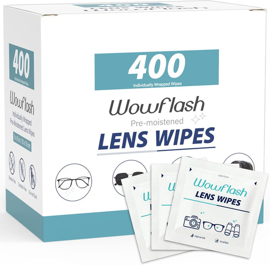 400 Count Lens Wipes for Eyeglasses, Eyeglass Lens Cleaning Wipes Pre-moistened Individually Wrapped Sracth-Free Streak-Free Eye Glasses Cleaner Wipes for Sunglass, Camera Lens, Goggles