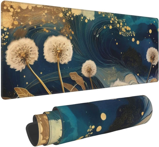 Gaming Mouse Pad, Large Non-Slip Rubber Base Mousepad, Keyboard Mouse Mat, Desk Pad with Stitched Edges, 31.5x11.8inch, Abstract Dandelion