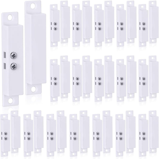 20 Sets NC Wired Surface Mounted Alarm Magnetic Door Contact Sensor Door Window Reed Switch Sensor with Double Side Tape for Security