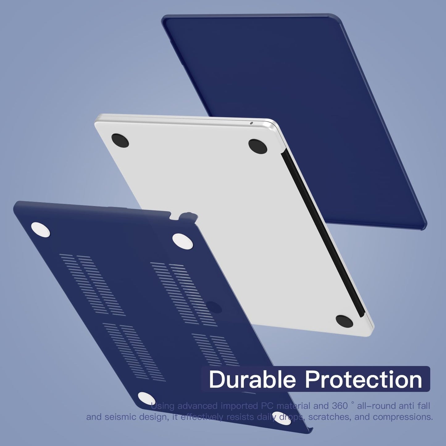 CISSOOK Case for MacBook Air 13.6 inch 2022 2024 2025 Release A2681 M2 A3113 M3 A3240 M4 Chip with Touch ID,Royal Blue Hard Shell Case & Keyboard Cover & Screen Protector, Navy Blue