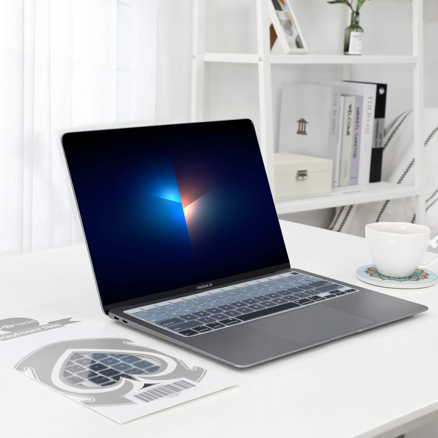Allinside Silicone Keyboard Cover for New MacBook Air 13 inch A2179 Released in 2020 with Touch ID and Retina Display US Version, Ombre Gray