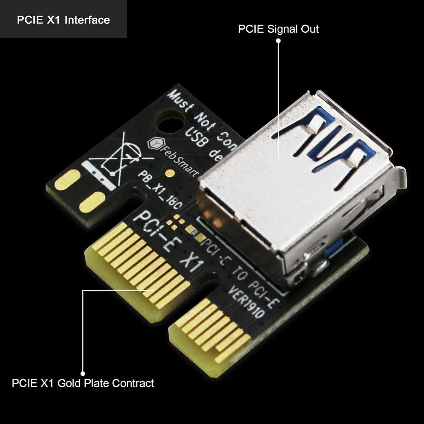 GPU Riser for Ethereum Mining Rigs, PCIE Risers for ETH Mining Rigs, 6PCS Black