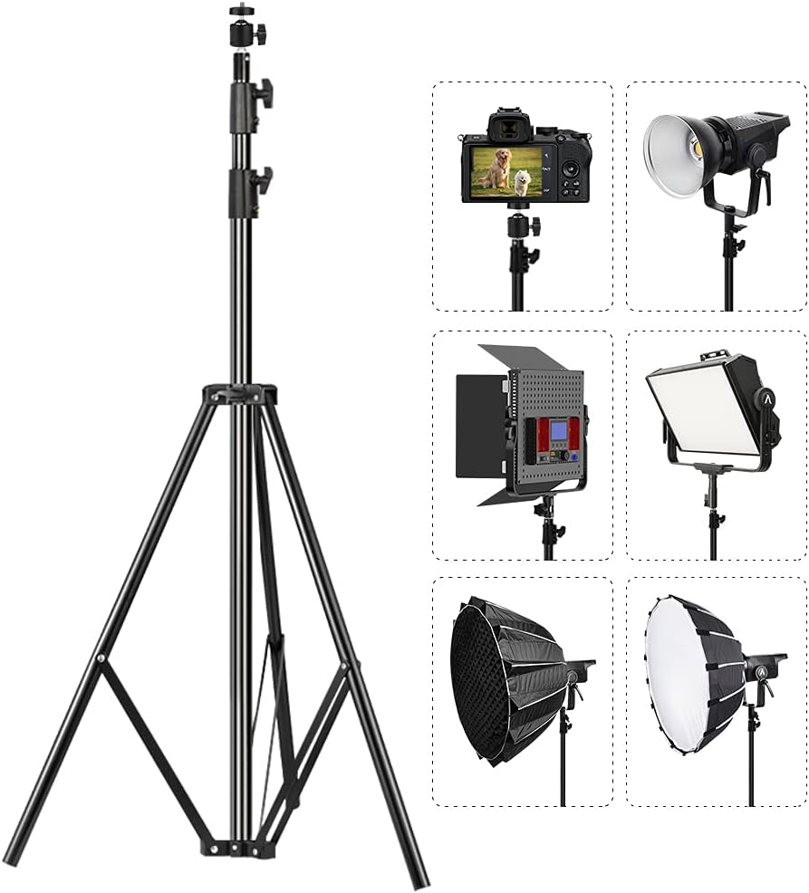 Heavy Duty Light Stand 9.5 Feet/2.8 Meters Adjustable Spring Cushioned Metal Photography Tripod Stand for Photo Studio Speedlight, Ring Light, Photographic Equipments Thickening Flash Stand