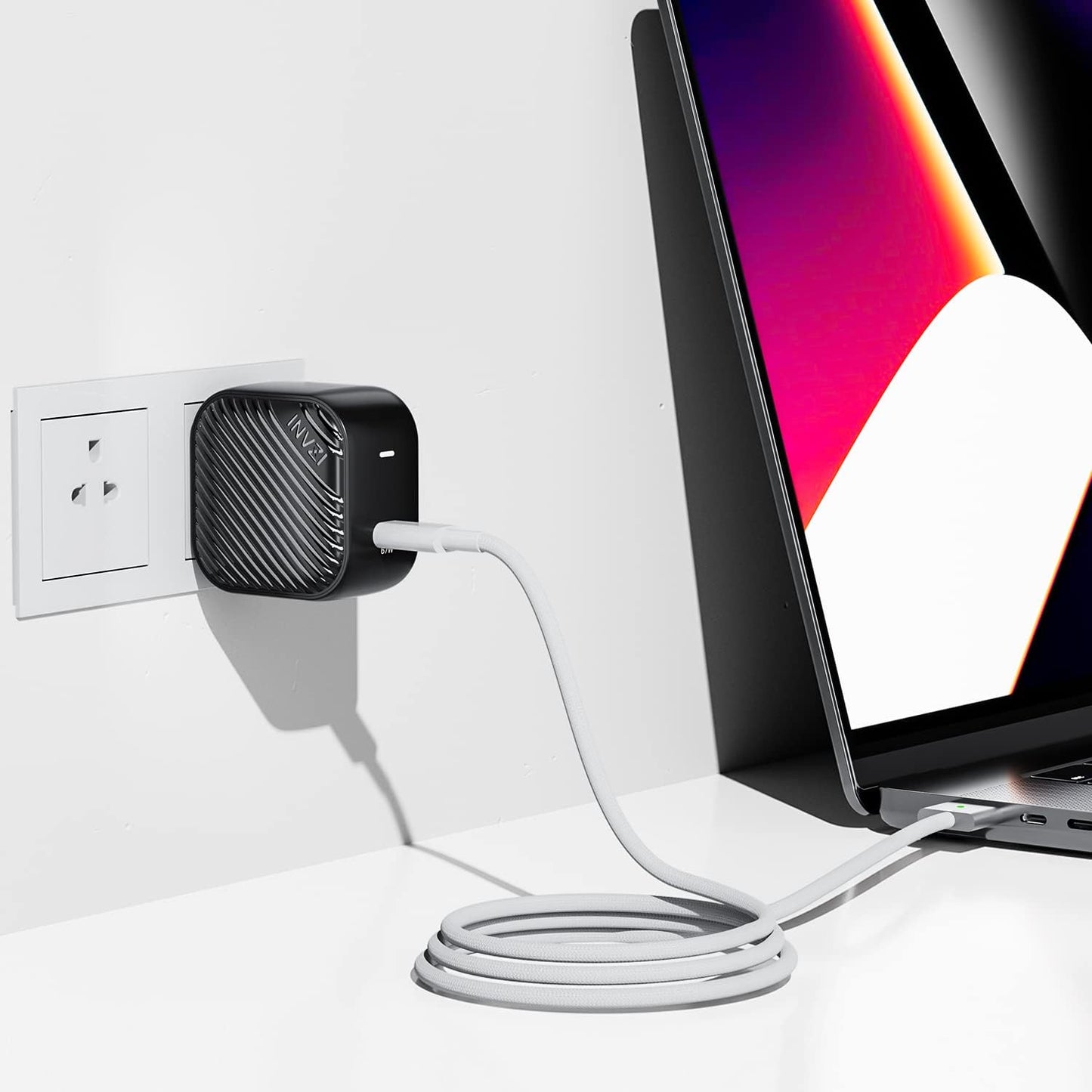 INVZI GaNHub USB C Charger 67W, GaN III PPS Mini Fast Foldable Power Adapter with USB-C Cable for MacBook Pro/Air, Galaxy S24, Dell XPS, HP, iPhone 16/15 Pro, iPad Pro, Steam Deck, Laptops