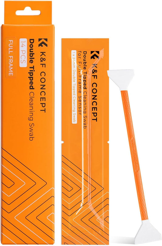 K&F Concept 14pcs Double Tipped 24mm APS Full Frame Sensor Cleaning Swab, DSLR or SLR Digital Camera Cleaning kit and Full Frame Sensor Cleaning Swab