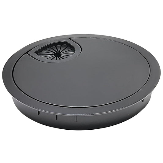 Desk Grommet 2-3/8" (60 mm), Desk Cord Hole Cover, Cable Grommet Metal Zinc Alloy Materilal, Desk Hole Grommet for Office and Home Table Cable, Detachable Cable Cord Organizer (Flat Black 1 Pcs)