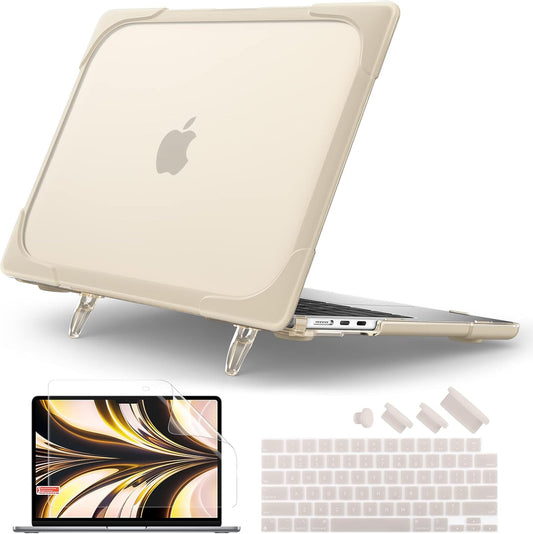 Batianda for M4 MacBook Air 13.6 inch Case 2025 2024 2022 Release Model A3240 A2681(M2) A3113(M3), Heavy Duty Shockproof Protective Hard Shell with Fold Kickstand & Keyboard Cover, Khaki