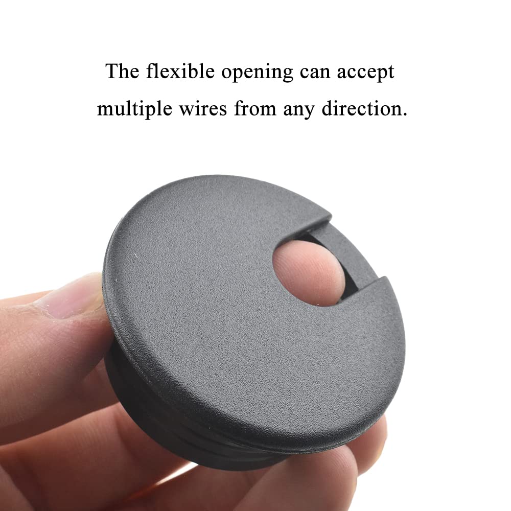 HAHIYO 2Pcs 1.5Inch/38mm Black ABS Plastic U-Shaped Desk Grommet Wire Grommet Cable Management Cord Hole Cover Desk Wire Hole Insert Wire Organizer for Computer Office Home School Equipment Systems
