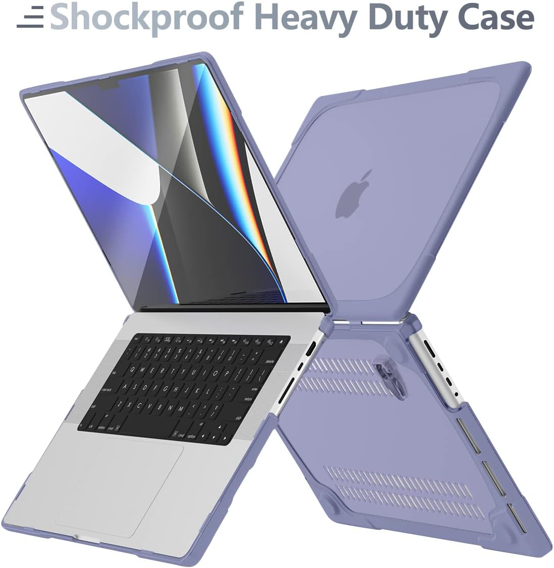 Batianda Compatible with New MacBook Pro 16 inch Case 2024 M4 Chip 2023 2021 Release with M3 M2 Pro Max, Heavy Duty Protective Plastic Hard Shell with Fold Kickstand & Keyboard Cover, Lavender Grey