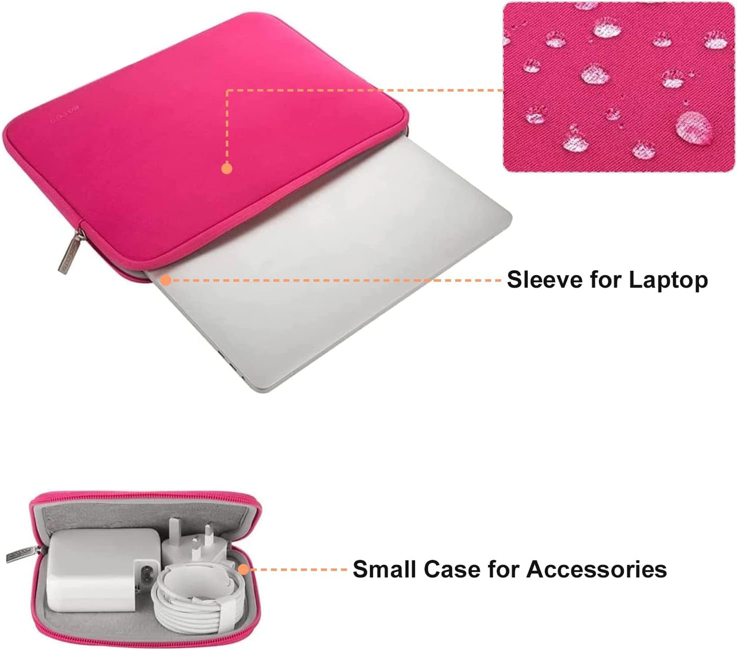 MOSISO Laptop Case 13.3 inch, 13-13.3 inch Laptop Sleeve Bag Compatible with MacBook Air/Pro 13/Pro 14 M5 M4 M3 M2 M1, HP Dell ASUS Lenovo, Neoprene Computer Sleeve Bag with Small Case, Rose Red