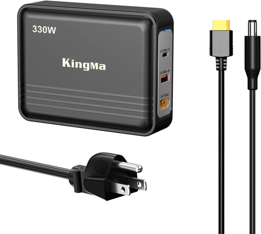 330W GaN PD 3.0 Fast Charger with XT60 Port (20V/16.5A) for Dell G16, G15, G7, Alienware m16, m18, X51-3-Port Laptop Charger Adapter for Gaming, Engineering & Workstation Laptops