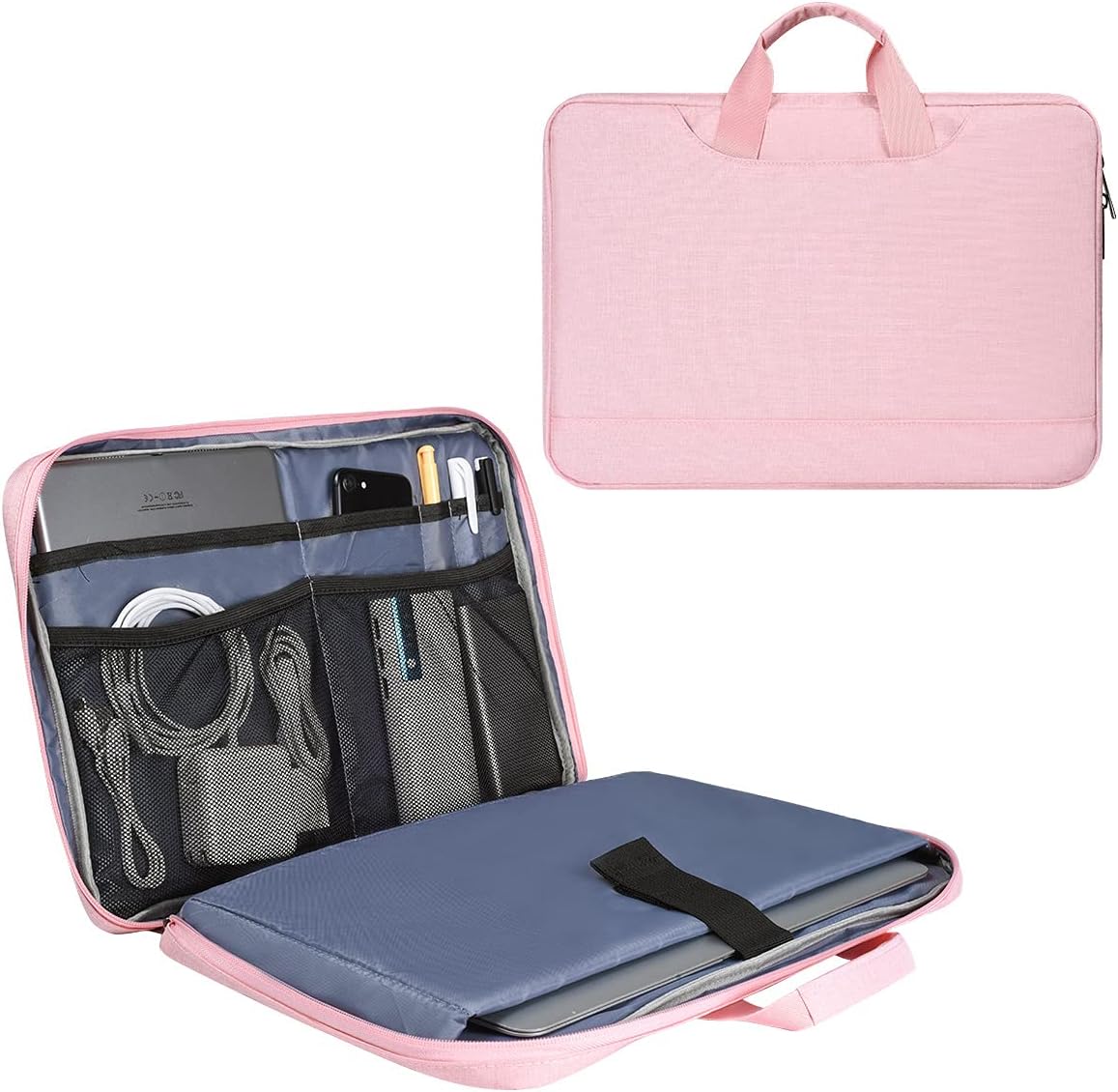 14 15 Inch Laptop Case Women Ladies Bag TSA Laptop Sleeve for MacBook Pro 14" M4/M3/M2/M1, Macbook Air 15 M4/M3, Dell XPS 15/Inspiron 14, Acer HP Lenovo ASUS Chromebook 14" Notebook Case Bag, Pink