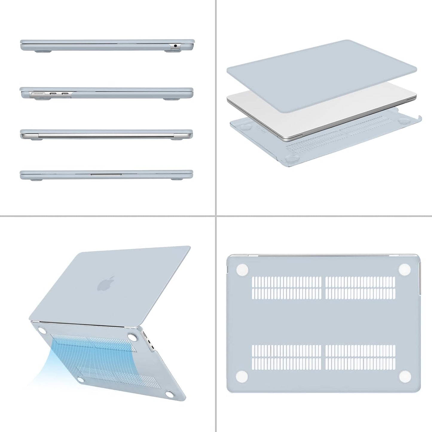 MOSISO Compatible with MacBook Air 13 inch Case 2025 2024 2023 2022 M4 A3240 M3 A3113 M2 A2681, Plastic Hard Shell&Keyboard Cover&Screen Film&Type C for MacBook Air 13.6 inch Case, Baby Blue
