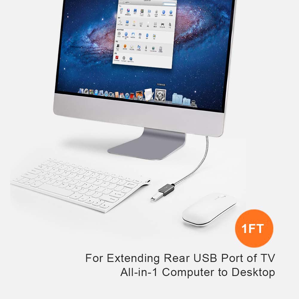 CableCreation Short USB 3.0 Extension Cable Right Angle 1FT, 90 Degree Male to Female Extender Cord for Flash Drives, Keyboard, Scanners, VR,PlayStation, 0.3M Space Grey