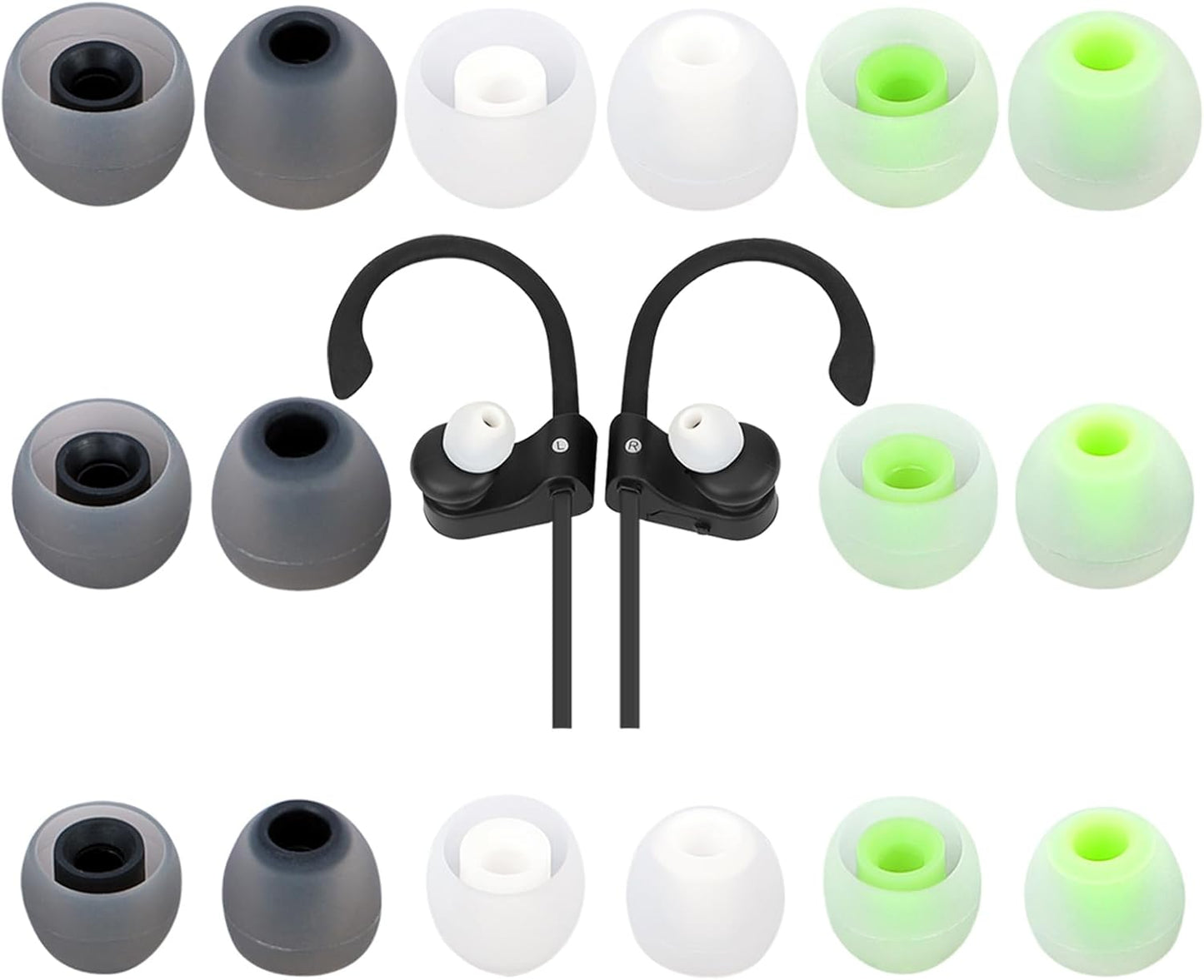 Earbud Tips Ear Bud Tips Soft Anti Slip Washable and Reusable Silicone Replacement Earbud Tips Fit Most in-Ear Earbuds(Inner Hole 3.8mm -5.1mm) 18pcs S M L