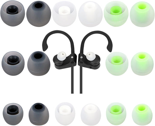 Earbud Tips Ear Bud Tips Soft Anti Slip Washable and Reusable Silicone Replacement Earbud Tips Fit Most in-Ear Earbuds(Inner Hole 3.8mm -5.1mm) 18pcs S M L
