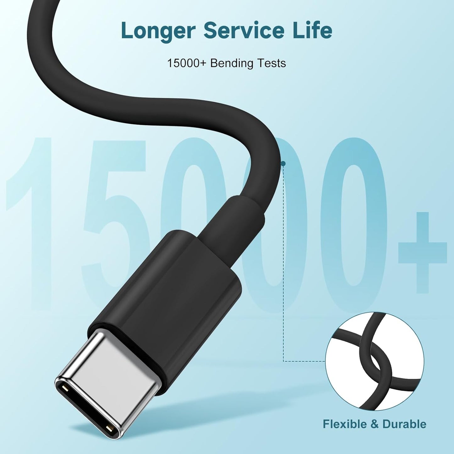 60W USB C to C Cable [3Pack] iPhone 15 Fast Charging Cable,10ft Long USB-C to USBC Power Cord for iPhone 16/15 Pro Plus Pro Max, MacBook Pro Air/IPad/iPad Pro 12.9/11,AirPods 4(Black)