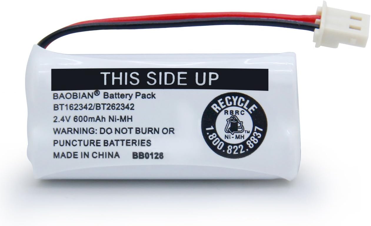 BT162342/BT262342 Cordless Phone Batteries BT183342/BT283342 BT166342/BT266342 CS6114 CS6419 CS6719 EL52300 CL80111 2.4V 600mah Ni-Mh (3 Pack)