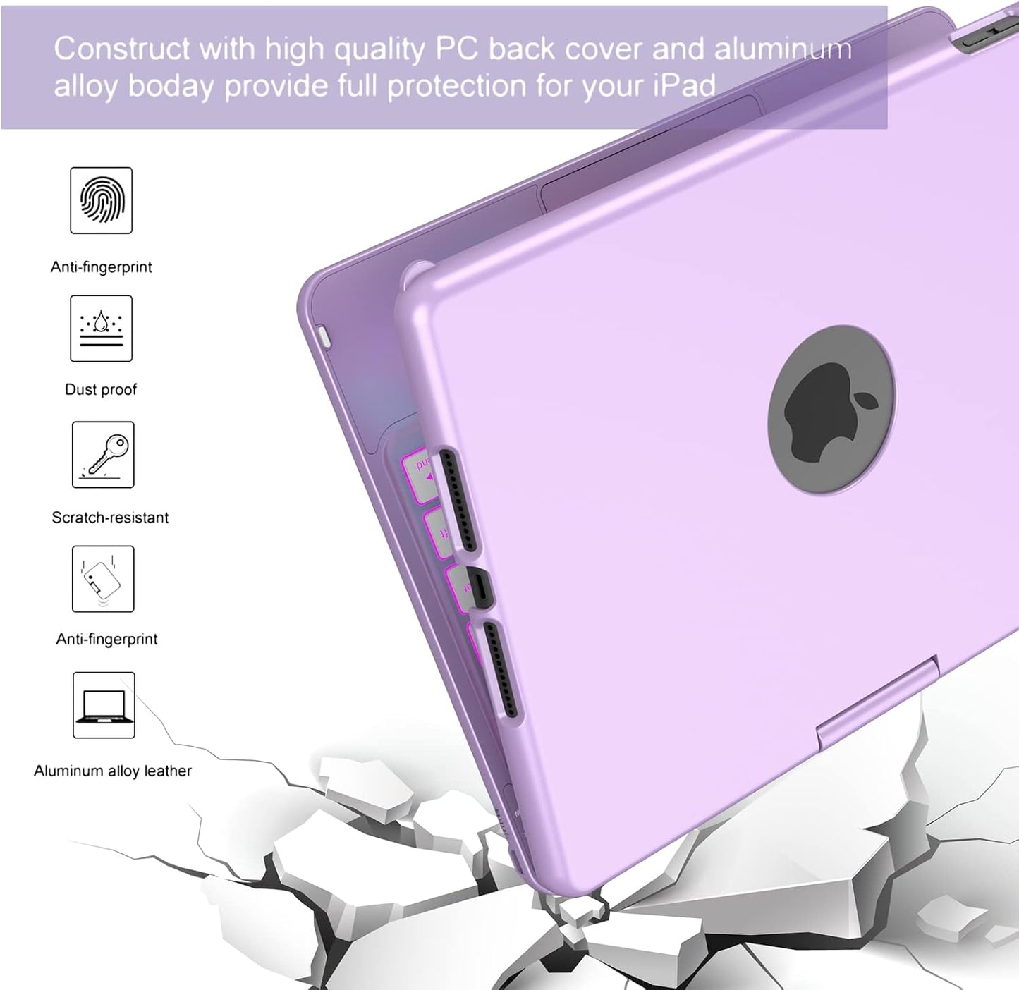 HOTLIFE Case with Keyboard for iPad 10.2,Touch Trackpad Keyboard Case for iPad 9th Generation/8th/7th Gen, 10 Corlor Backlit - 360° Rotatable Protective Cover with Pencil Holder