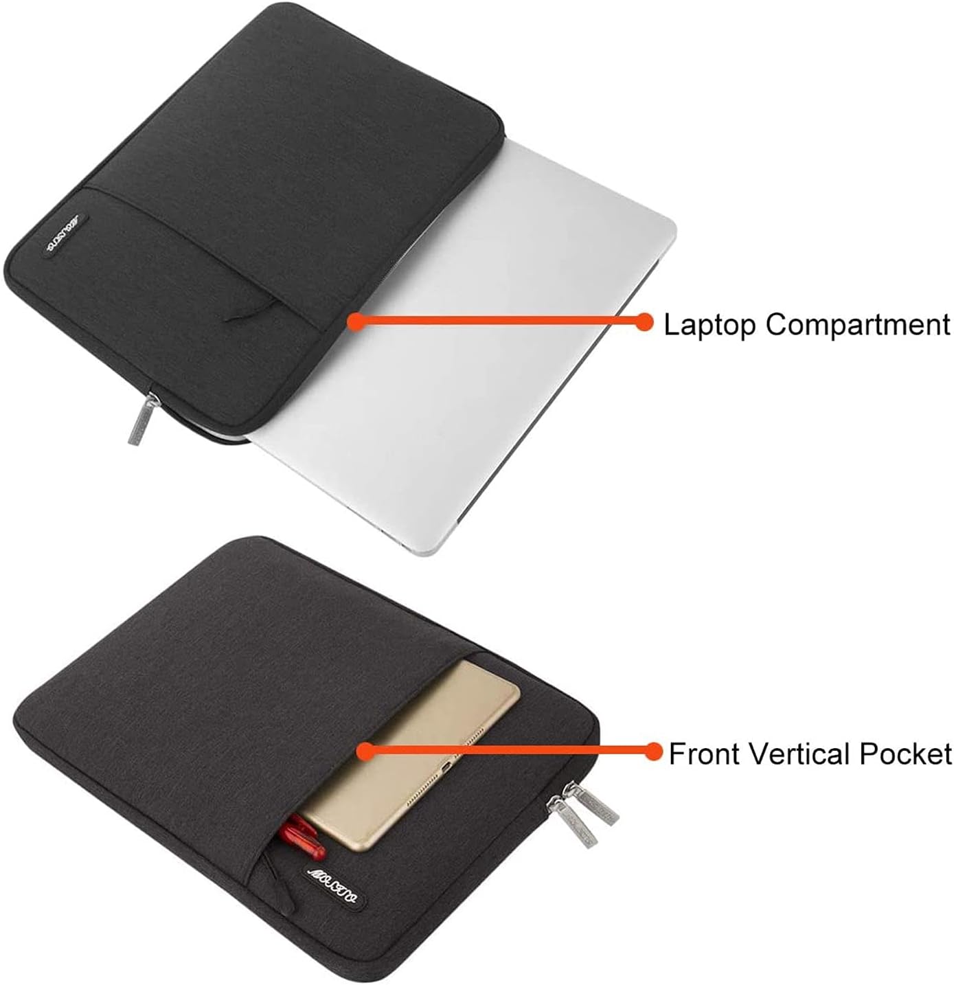 MOSISO Laptop Case 17.3 inch, 17-17.3 inch Laptop Sleeve Compatible with Dell, HP, Lenovo, Asus, Acer, Alienware, Polyester Vertical Computer Sleeve Bag with Pocket, Black