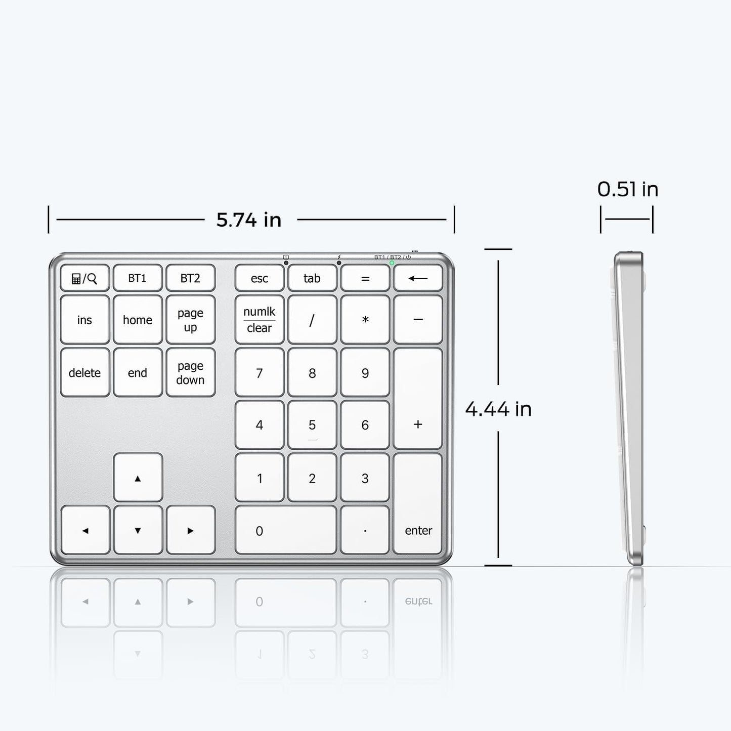 iClever KP10 Bluetooth Number Pad, Dual Device Connection, 34 Keys Ultra-Slim for Mac/Windows/iPad, USB-C Rechargeable, Quiet Keys, Excel Accounting Numpad with Long Battery Life